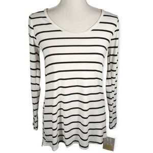 LULAROE BLACK & WHITE STRIPE LING SLEVE TOP SZ.XXS NWT